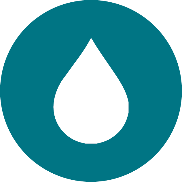 Icon of a water droplet in a circle